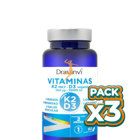 Pack 3x VITAMINA K2+D3 60 COMPRIMIDOS DRASANVI