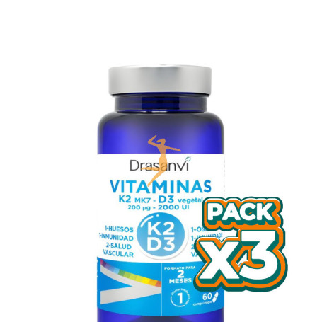 Pack 3x VITAMINA K2+D3 60 COMPRIMIDOS DRASANVI