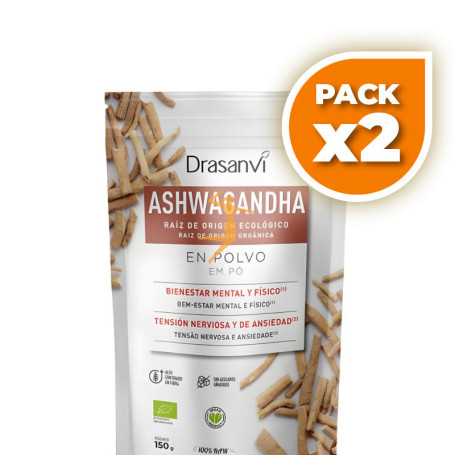 Pack 2x ASHWAGANDHA POLVO BIO 150G DRASANVI