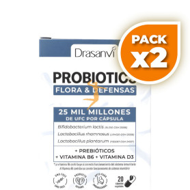 Pack 2x PROBIOTICS FLORA Y DEFENSAS 20 CÁPSULAS DRASANVI