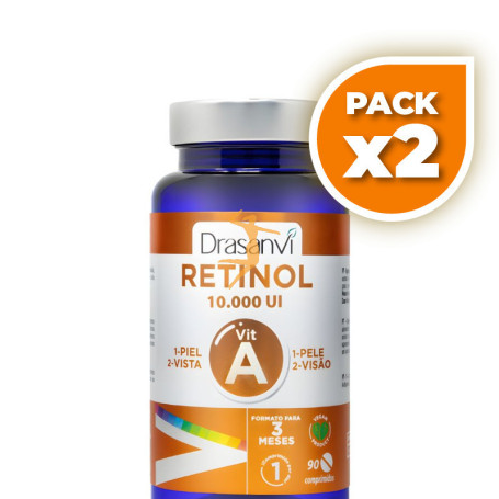 Pack 2x VITAMINA A RETINOL 90 COMPRIMIDOS DRASANVI