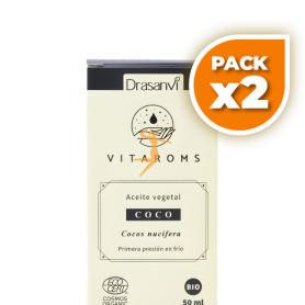 Pack 2x ACEITE VEGETAL DE COCO (PRIMERA PRESIÓN EN FRÍO) 50ML DRASANVI