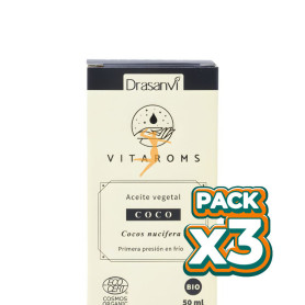 Pack 3x ACEITE VEGETAL DE COCO (PRIMERA PRESIÓN EN FRÍO) 50ML DRASANVI