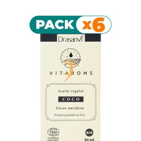 Pack 6x ACEITE VEGETAL DE COCO (PRIMERA PRESIÓN EN FRÍO) 50ML DRASANVI