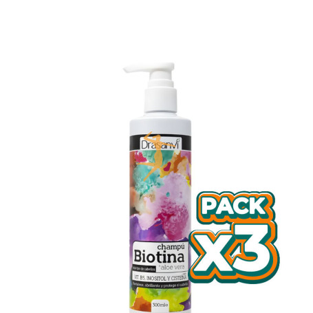 Pack 3x CHAMPÚ DE BIOTINA Y ALOE VERA 300ML DRASANVI