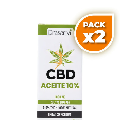 Pack 2x ACEITE DE CBD BROAD SPECTRUM 10% 10ML DRASANVI