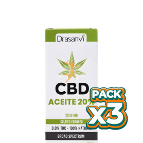 Pack 3x ACEITE DE CBD BROAD SPECTRUM 20% 10ML DRASANVI
