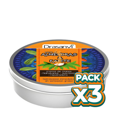 Pack 3x CREMA DE MANOS ACEITE DE ALMENDRAS DULCES Y KARITÉ 75ML DRASANVI