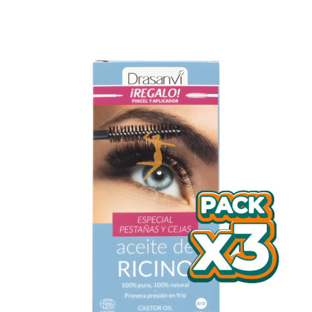 Pack 3x ACEITE DE RICINO BIO PESTAÑAS Y CEJAS 100ML DRASANVI