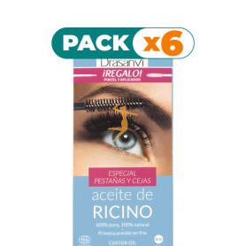 Pack 6x ACEITE DE RICINO BIO PESTAÑAS Y CEJAS 100ML DRASANVI