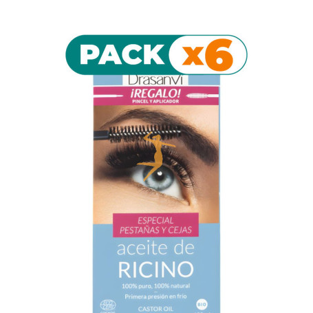 Pack 6x ACEITE DE RICINO BIO PESTAÑAS Y CEJAS 100ML DRASANVI
