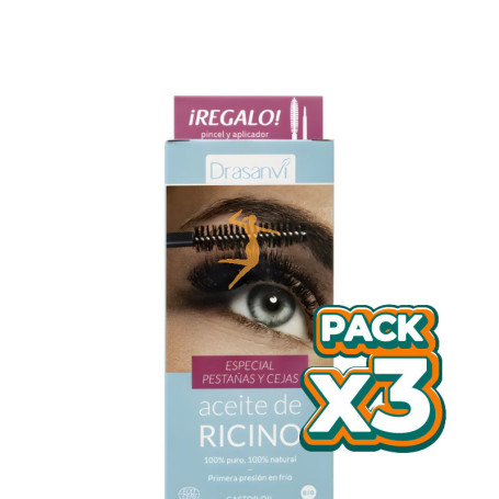 Pack 3x ACEITE DE RICINO BIO PESTAÑAS Y CEJAS 50ML DRASANVI