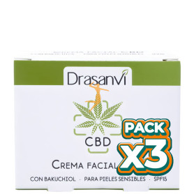Pack 3x CREMA FACIAL CBD SPF15 50ML DRASANVI