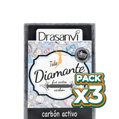 Pack 3x JABÓN DE CARBÓN ACTIVO VEGETAL 100G DRASANVI