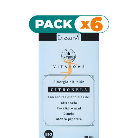 Pack 6x SINERGIA DIFUSIÓN CITRONELA BIO 30ML VITAROMS DRASANVI