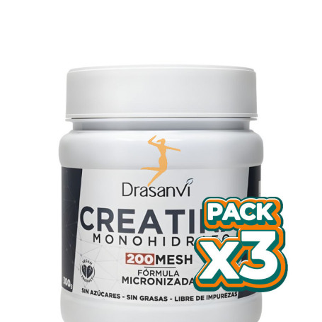 Pack 3x CREATINA 200 MESH SABOR NEUTRO 300G DRASANVI