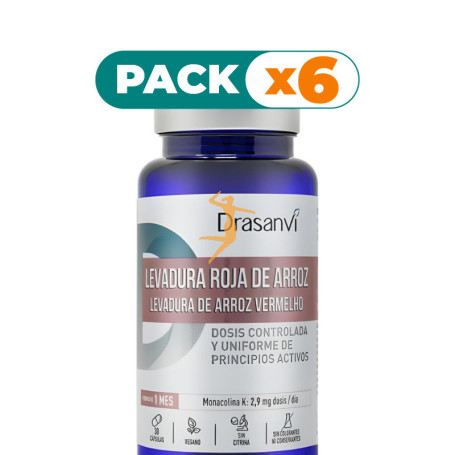 Pack 6x LEVADURA ROJA DE ARROZ (2,9Mg MONACOLINA K) 30 CAPSULAS DRASANVI