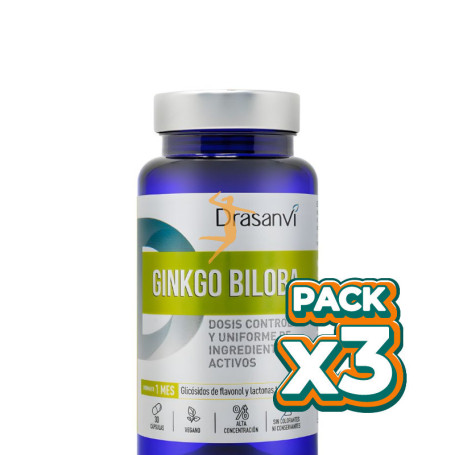 Pack 3x GINKGO BILOBA 30 CÁPSULAS VEGETALES DRASANVI