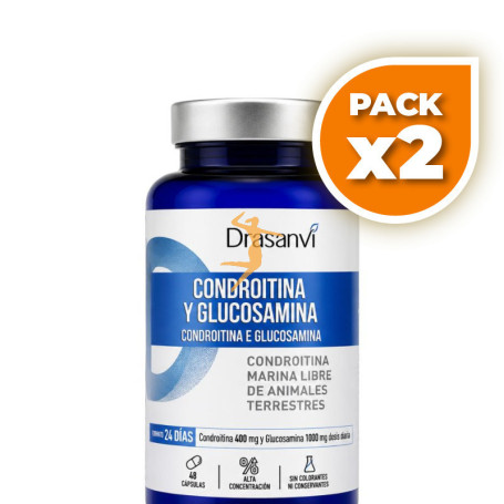 Pack 2x CONDROITINA Y GLUCOSAMINA 48 CÁPSULAS DRASANVI