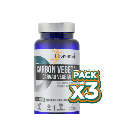 Pack 3x CARBÓN VEGETAL 60 CÁPSULAS DRASANVI