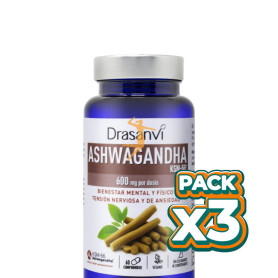 Pack 3x ASHWAGANDHA KSM-66 60 COMPRIMIDOS DRASANVI