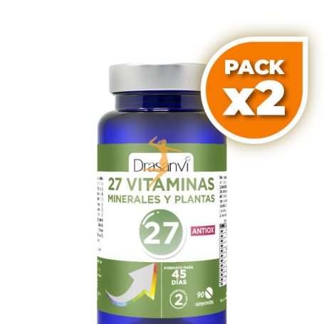 Pack 2x 27 VITAMINAS + MINERALES ANTIOXIDANTES 90 COMPRIMIDOS DRASANVI