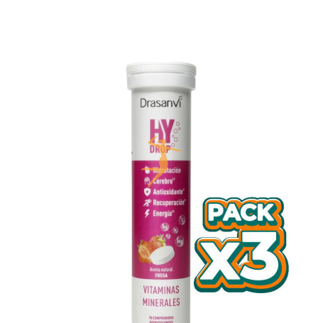 Pack 3x HYDROP ELECTROLITOS EFERVESCENTES FRESA 18 COMPRIMIDOS DRASANVI