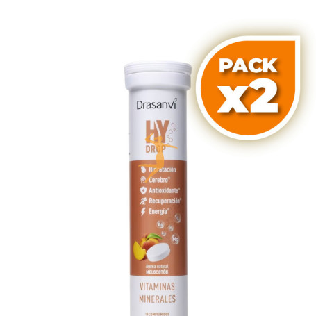 Pack 2x HYDROP ELECTROLITOS EFERVESC. MELOCOTÓN 18 COMPRIMIDOS DRASANVI
