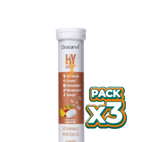 Pack 3x HYDROP ELECTROLITOS EFERVESC. MELOCOTÓN 18 COMPRIMIDOS DRASANVI