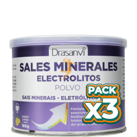 Pack 3x SALES MINERALES ELECTROLITOS PUROS SABOR LIMÓN 160G DRASANVI