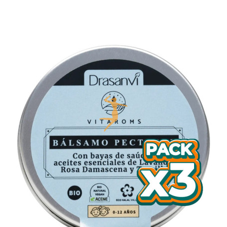 Pack 3x BÁLSAMO PECTORAL INFANTIL BIO VITAROMS 30ML DRASANVI
