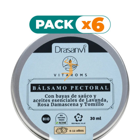 Pack 6x BÁLSAMO PECTORAL INFANTIL BIO VITAROMS 30ML DRASANVI