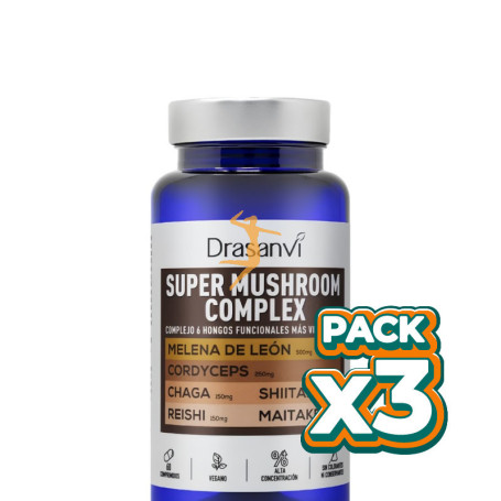 Pack 3x SUPER MUSHROOM COMPLEX 60 COMPRIMIDOS DRASANVI