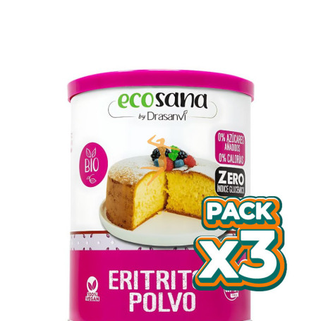 Pack 3x ERITRITOL POLVO ESPECIAL REPOSTERIA BIO 450G+20% KETO DRASANVI