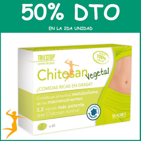 TRIESTOP CHITOSÁN VEGETAL 60 COMPRIMIDOS ELADIET OFERTA 2DA AL 50%