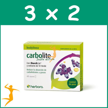 Pack 3x2 BODYLINEA CARBOLITE 60 CÁPSULAS HERBORA