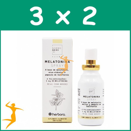 Pack 3x2 MELATONINA SPRAY 30Ml. NORMONERV HERBORA