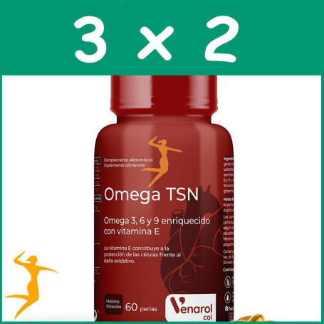 Pack 3x2 VENAROL OMEGA TSN 60 PERLAS HERBORA