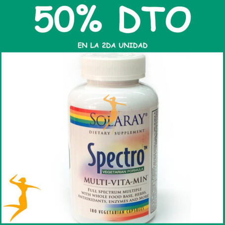 SPECTRO VEGETARIAN FORMULA MULTI-VITA-MIN 180 CÁPSULAS VEGETALES SOLARAY Segunda unidad al 50%