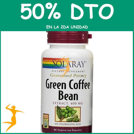 GREEN COFFEE EXTRACT 400Mg. 60 CÁPSULAS VEGETALES SOLARAY Segunda unidad al 50%