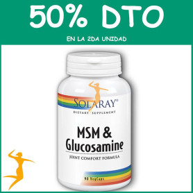 MSM & GLUCOSAMINE 90 CÁPSULAS SOLARAY Segunda unidad al 50%