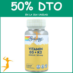 D3 & K2 60 CÁPSULAS VEGETALES SOLARAY Segunda unidad al 50%