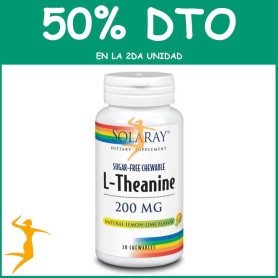 L-THEANINE 200Mg. 30 CÁPSULAS MASTICABLES SOLARAY Segunda unidad al 50%