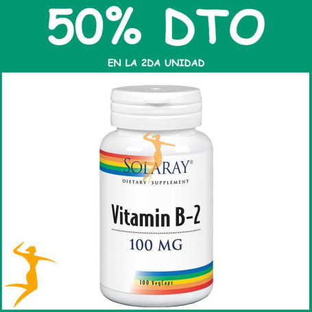 VITAMIN B-2 100Mg. 100 CÁPSULAS VEGETALES SOLARAY Segunda unidad al 50%