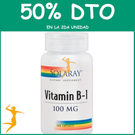 VITAMIN B-1 100Mg. 100 CÁPSULAS SOLARAY Segunda unidad al 50%