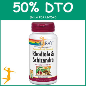 RODHIOLA Y SCHIZANDRA 500Mg. 60 CÁPSULAS VEGETALES SOLARAY Segunda unidad al 50%