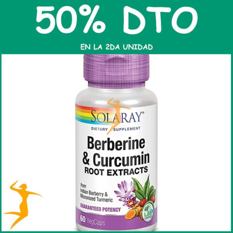 BERBERINE & CURCUMIN 600Mg. 60 CÁPSULAS VEGETALES SOLARAY Segunda unidad al 50%