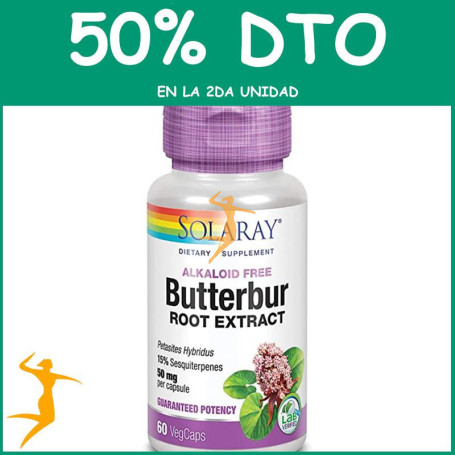 BUTTERBUR 60 CÁPSULAS SOLARAY Segunda unidad al 50%