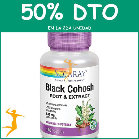 BLACK COHOSH 120 CÁPSULAS VEGETALES SOLARAY Segunda unidad al 50%