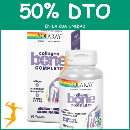 COLLAGEN BONE COMPLETE 90 CÁPSULAS VEGETALES SOLARAY Segunda unidad al 50%